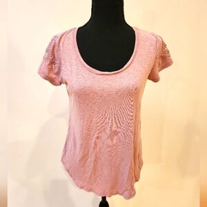 Lucky Brand Embroidered Short Sleeve Shirt Lavender Size Small